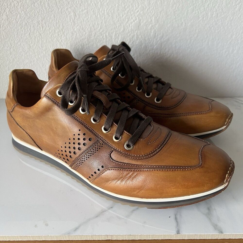 MAGNANNI Pueblo Brown Cognac Leather Sneaker Size 9.5 M